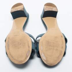 Hermes Blue Leather Oasis Sandals Size 39
