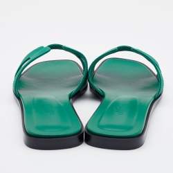 Pre Owned Hermes Vert Emeraude Epsom Leather Oran Flat Sandals 39