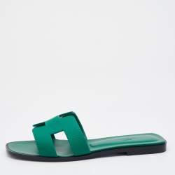 Hermes Emerald Oran Sandal Epsom Leather Flat Shoes 39 / 9 New w/ Box –  Mightychic