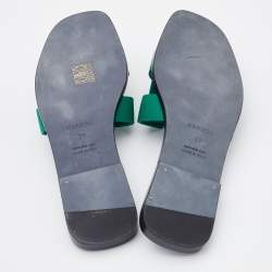 Pre Owned Hermes Vert Emeraude Epsom Leather Oran Flat Sandals 39
