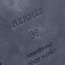 Pre Owned Hermes Vert Emeraude Epsom Leather Oran Flat Sandals 39