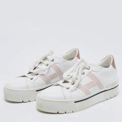 Hermes White Leather Dare Low Top Sneakers Size 39