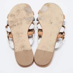 Pre Owned Hermès Multicolor Leather D'ancre Chaine Flat Slides Size 38
