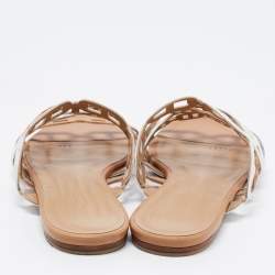 Pre Owned Hermès Multicolor Leather D'ancre Chaine Flat Slides Size 38