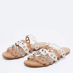 Pre Owned Hermès Multicolor Leather D'ancre Chaine Flat Slides Size 38