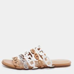 Pre Owned Hermès Multicolor Leather D'ancre Chaine Flat Slides Size 38