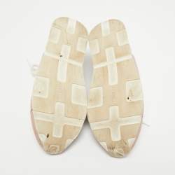 Pre Owned Hermes Pink/White Neoprene, Leather and Suede Miles Sneakers Size 36