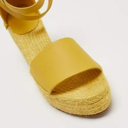 Hermes Yellow Leather Tipoli Espadrille Wedge Sandals Size 39