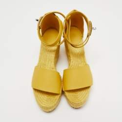 Hermes Yellow Leather Tipoli Espadrille Wedge Sandals Size 39