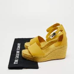 Hermes Yellow Leather Tipoli Espadrille Wedge Sandals Size 39