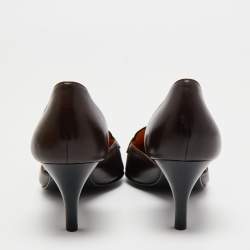 Hermes Brown Leather Pointed Toe Focus-Escarpins Pumps Size 37.5