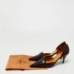 Hermes Brown Leather Pointed Toe Focus-Escarpins Pumps Size 37.5