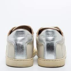Pre Owned Hermes Off White/Silver Leather  Quicker  Sneakers Size 38