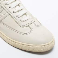 Pre Owned Hermes Off White/Silver Leather  Quicker  Sneakers Size 38