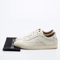 Pre Owned Hermes Off White/Silver Leather  Quicker  Sneakers Size 38