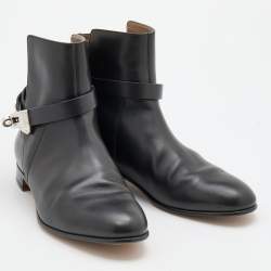 مملوكة مسبقًا Hermes Black Leather Neo Ankle Length Boots Size 37
