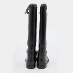 Pre Owned Hermes Black Leather Jumping Knee Length Boots Size 40
