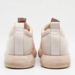 Pre Owned Hermes Light Pink Technical Mesh Team Low Top Sneakers Size 38