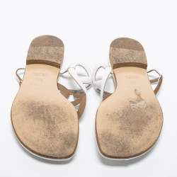 Hermes White Leather Beach Thong Flats Size 39.5