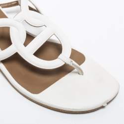 Hermes White Leather Beach Thong Flats Size 39.5