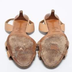Hermes Light Brown Leather Night Slingback Sandals Size 38