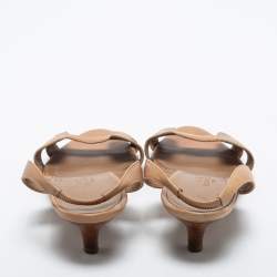 Hermes Light Brown Leather Night Slingback Sandals Size 38