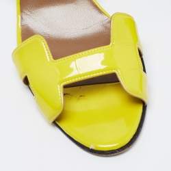Hermes Yellow Patent Leather Night Slingback Sandals Size 38.5