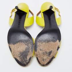 Hermes Yellow Patent Leather Night Slingback Sandals Size 38.5