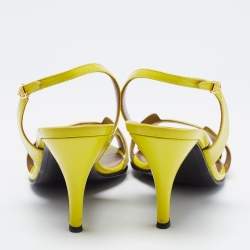 Hermes Yellow Patent Leather Night Slingback Sandals Size 38.5