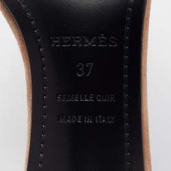 Hermes Beige/Silver Suede and Glitter Premiere Ankle Strap Sandals Size 37