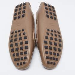 Pre Owned Hermes Brown Leather Irving Loafers Size 39.5