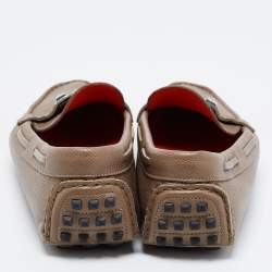 Pre Owned Hermes Brown Leather Irving Loafers Size 39.5