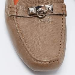 Pre Owned Hermes Brown Leather Irving Loafers Size 39.5