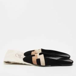 Pre Owned Hermes Tricolor Suede Roxane Flat Mules Size 37.5