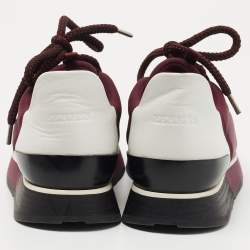 Pre Owned Hermès Purple/White Neoprene and Leather Miles Sneakers Size 38