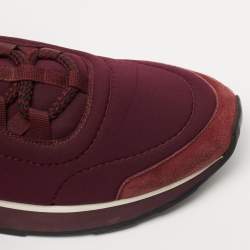 Pre Owned Hermès Purple/White Neoprene and Leather Miles Sneakers Size 38