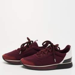Pre Owned Hermès Purple/White Neoprene and Leather Miles Sneakers Size 38