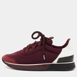 Pre Owned Hermès Purple/White Neoprene and Leather Miles Sneakers Size 38