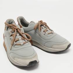Hermes Tricolor Neoprene and Leather Miles Sneakers Size 38