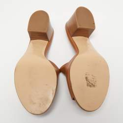 Hermes Brown Leather Mona Slide Sandals Size 39