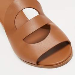 Hermes Brown Leather Mona Slide Sandals Size 39