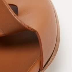 Hermes Brown Leather Mona Slide Sandals Size 39