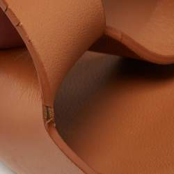 Hermes Brown Leather Mona Slide Sandals Size 39