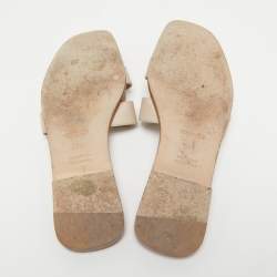 مملوكة مسبقًا Hermes Beige Leather Oran Flat Slides Size 39.5