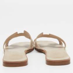 مملوكة مسبقًا Hermes Beige Leather Oran Flat Slides Size 39.5