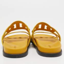 Hermes Yellow Suede Extra Slide Flats Size 38  
