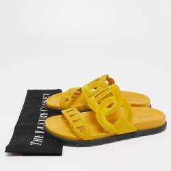 Hermes Yellow Suede Extra Slide Flats Size 38  