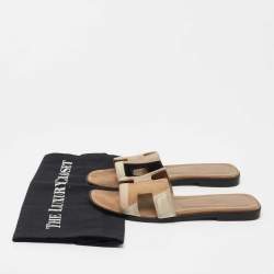 Hermes Multicolor Suede Oran Flat Slides Size 37