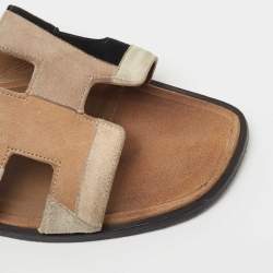 Hermes Multicolor Suede Oran Flat Slides Size 37