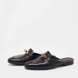 Hermes Black Leather Oz  Mules Size 38